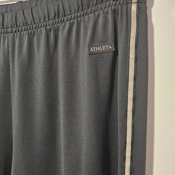 ATHLETA Black Joggers with Tan Side Stripes Cuff Zippers Womens Size Small Long - Picture 2 of 10